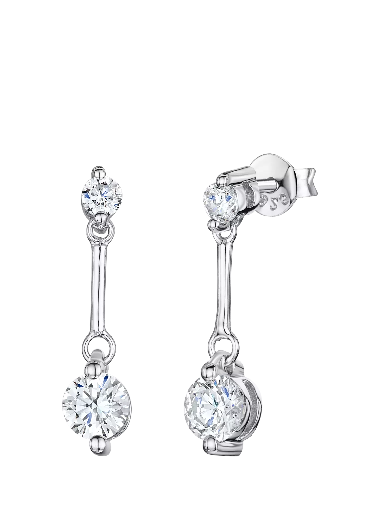 Jools cubic zirconia drop earrings sterling silver - British product