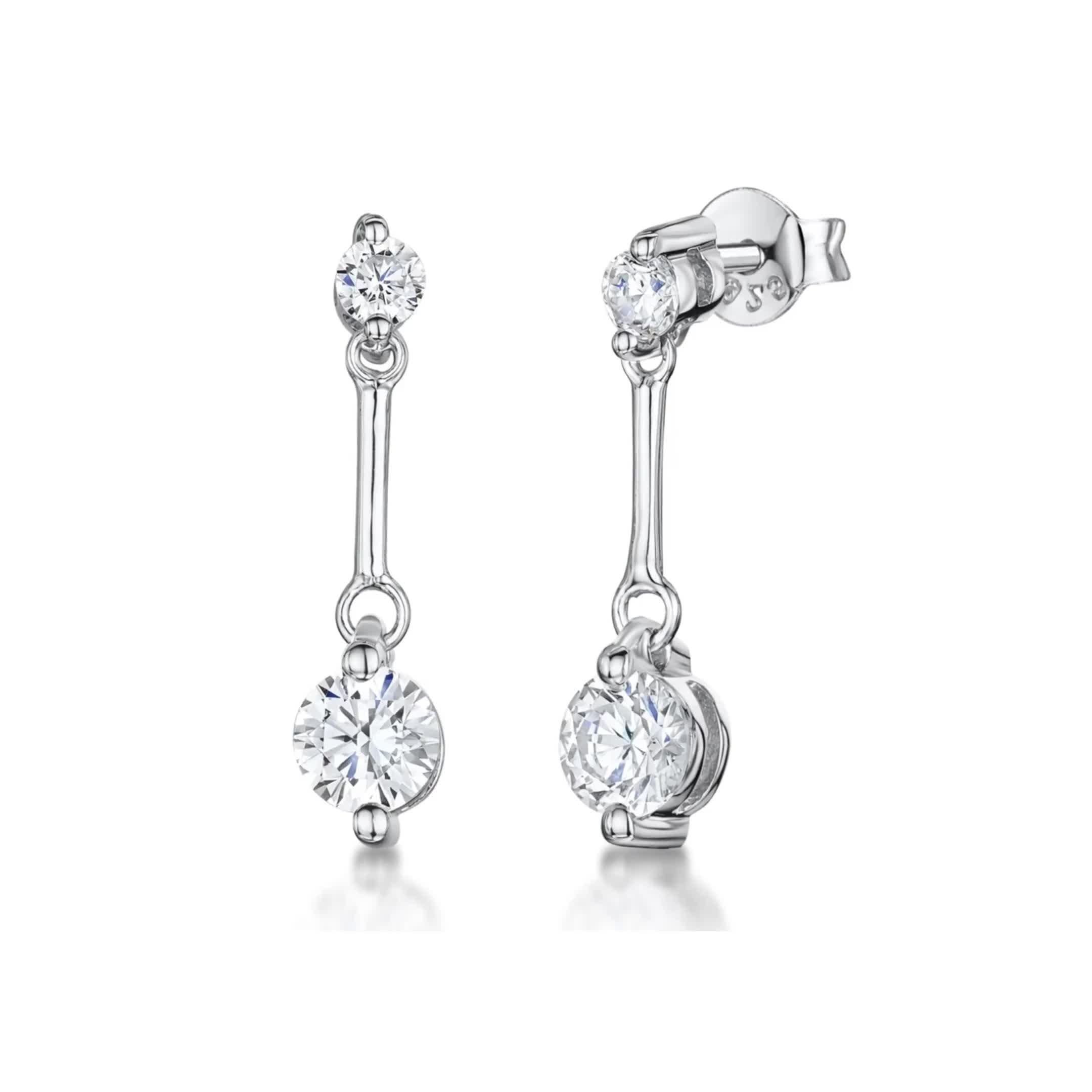 Jools cubic zirconia drop earrings sterling silver - British product