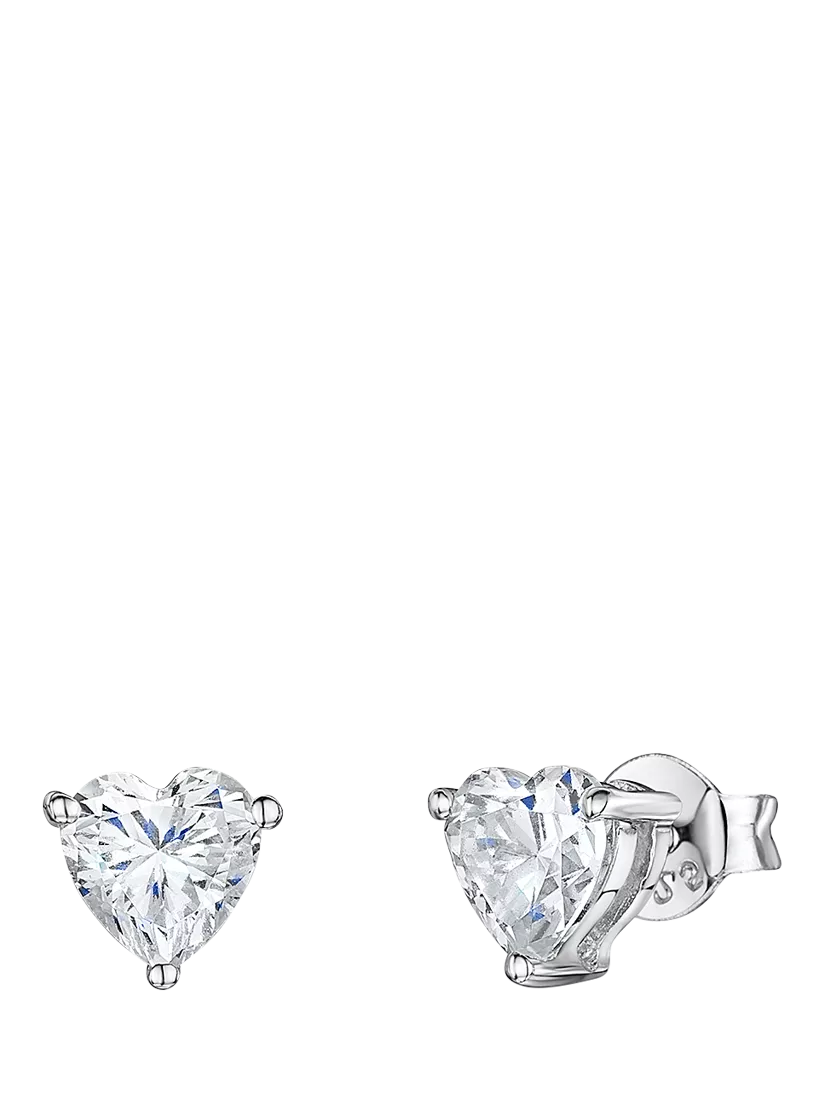 Jools by Jenny Brown heart cubic zirconia stud earrings sterling silver, UK version