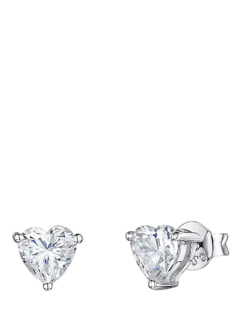 Jools by Jenny Brown heart cubic zirconia stud earrings sterling silver, UK version