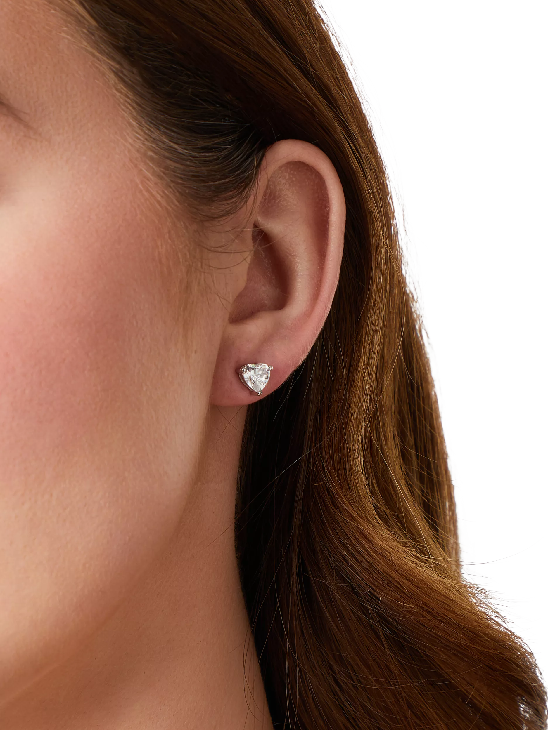 Jools by Jenny Brown heart cubic zirconia stud earrings sterling silver, UK version
