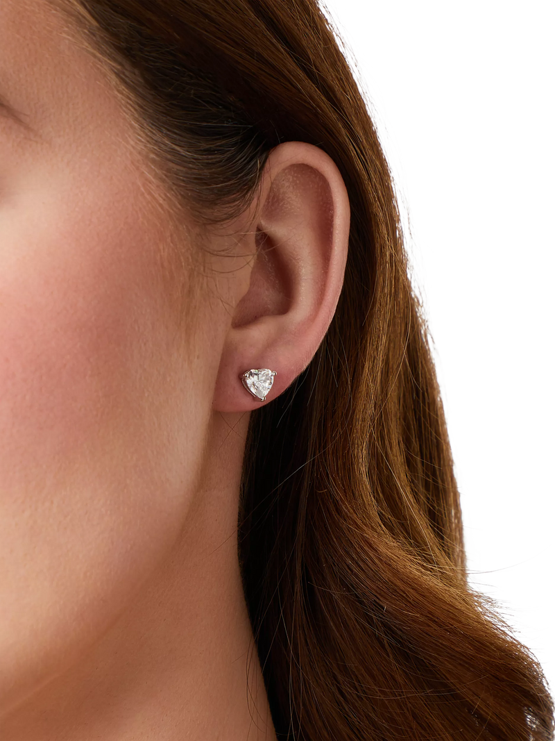 Jools by Jenny Brown heart cubic zirconia stud earrings sterling silver, UK version