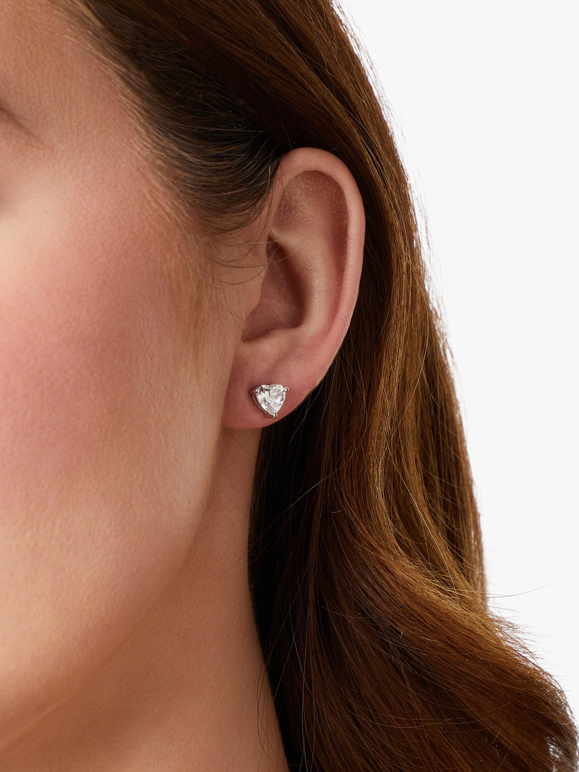 Jools by Jenny Brown heart cubic zirconia stud earrings sterling silver, UK version