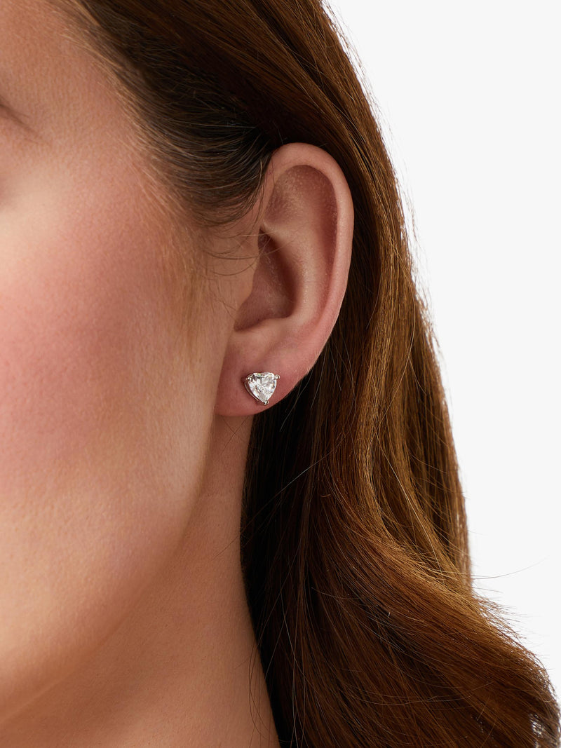 Jools by Jenny Brown heart cubic zirconia stud earrings sterling silver, UK version