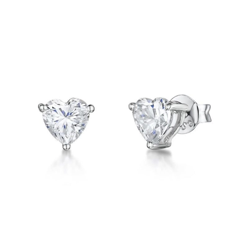 Jools by Jenny Brown heart cubic zirconia stud earrings sterling silver, UK version