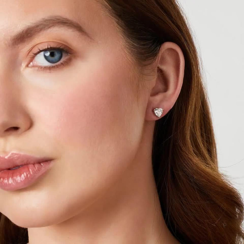 Jools by Jenny Brown heart cubic zirconia stud earrings sterling silver, UK version