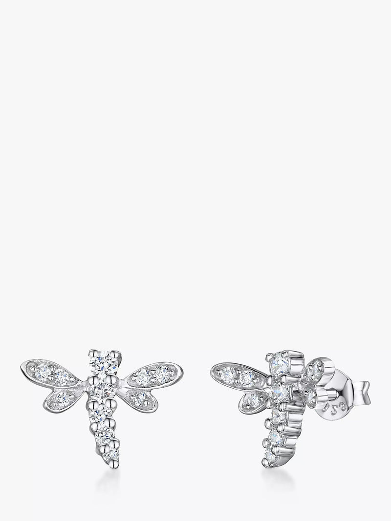 Jools by Jenny Brown dragonfly stud earrings with cubic zirconia (British brand)