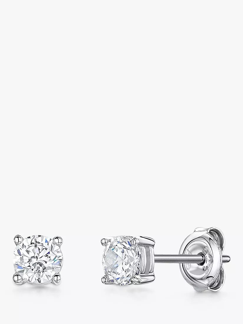 Jools round cubic zirconia stud earrings 0.6cm, imported from the UK