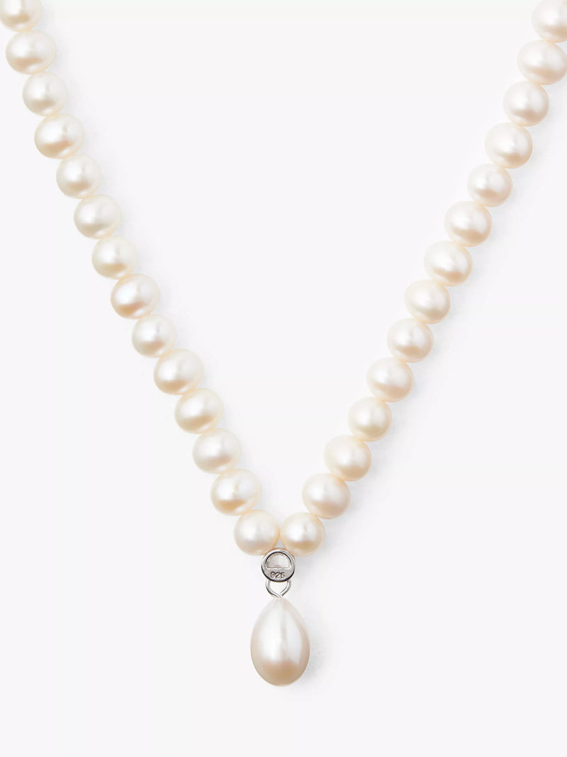 Lido sterling silver pendant necklace with freshwater pearls and cubic zirconia, UK version