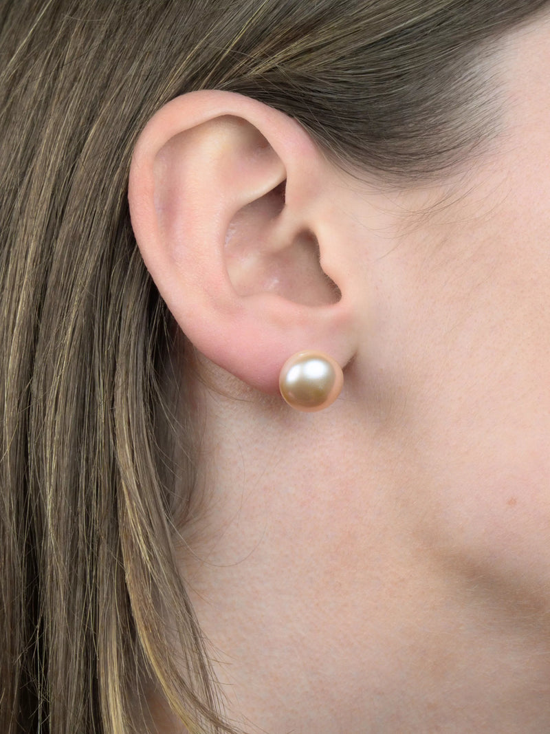 E.W Adams 9ct Yellow Gold Bouton Freshwater Pearl Stud Earrings