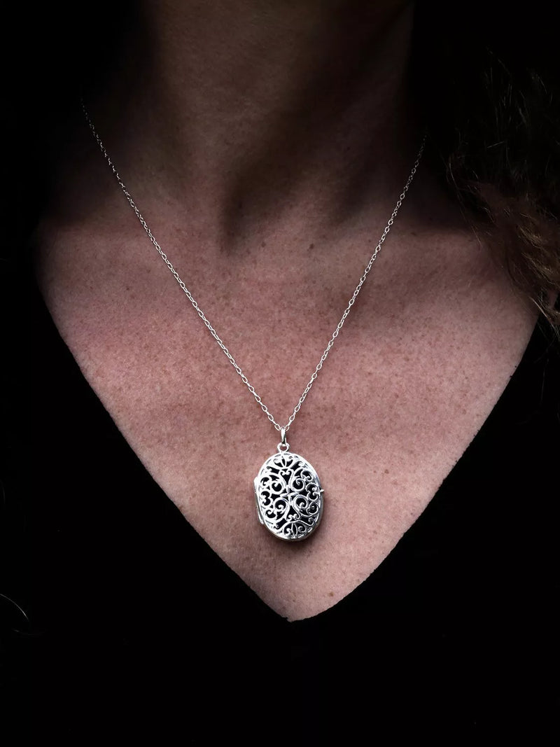 Nina B locket pendant necklace silver, UK version