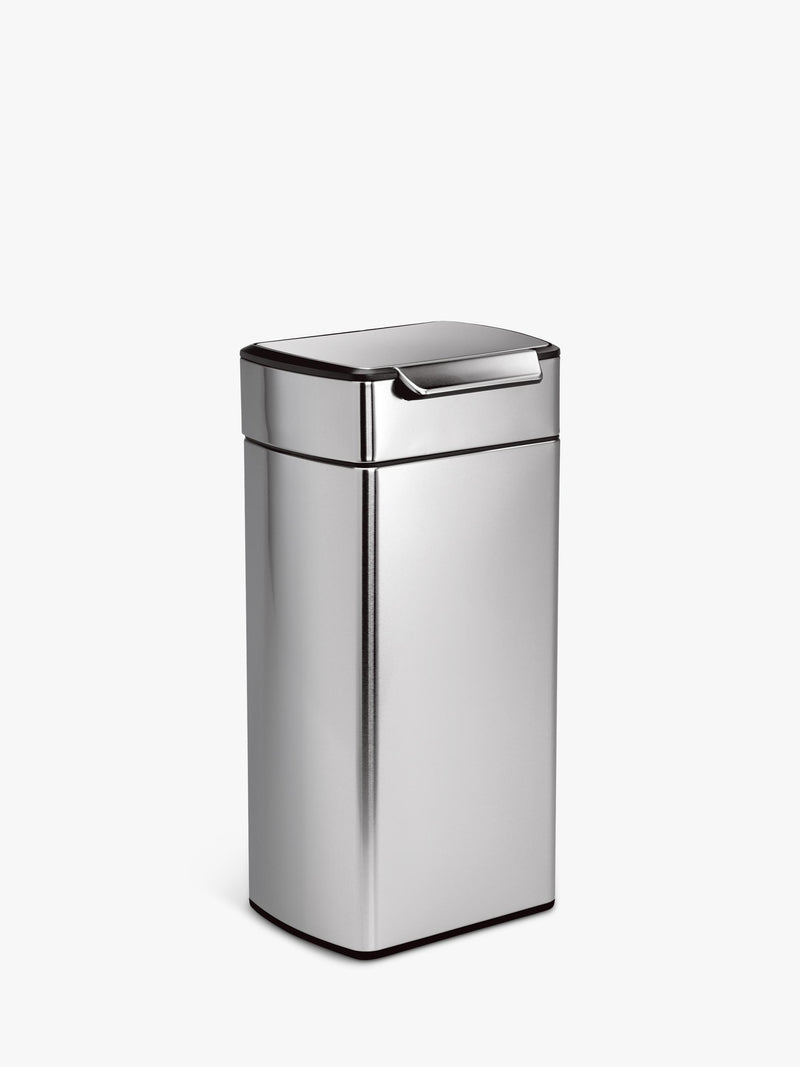 Simplehuman rectangular touch bar bin in brushed stainless steel, 30L (British brand)