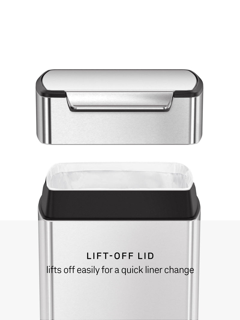 Simplehuman rectangular touch bar bin in brushed stainless steel, 30L (British brand)