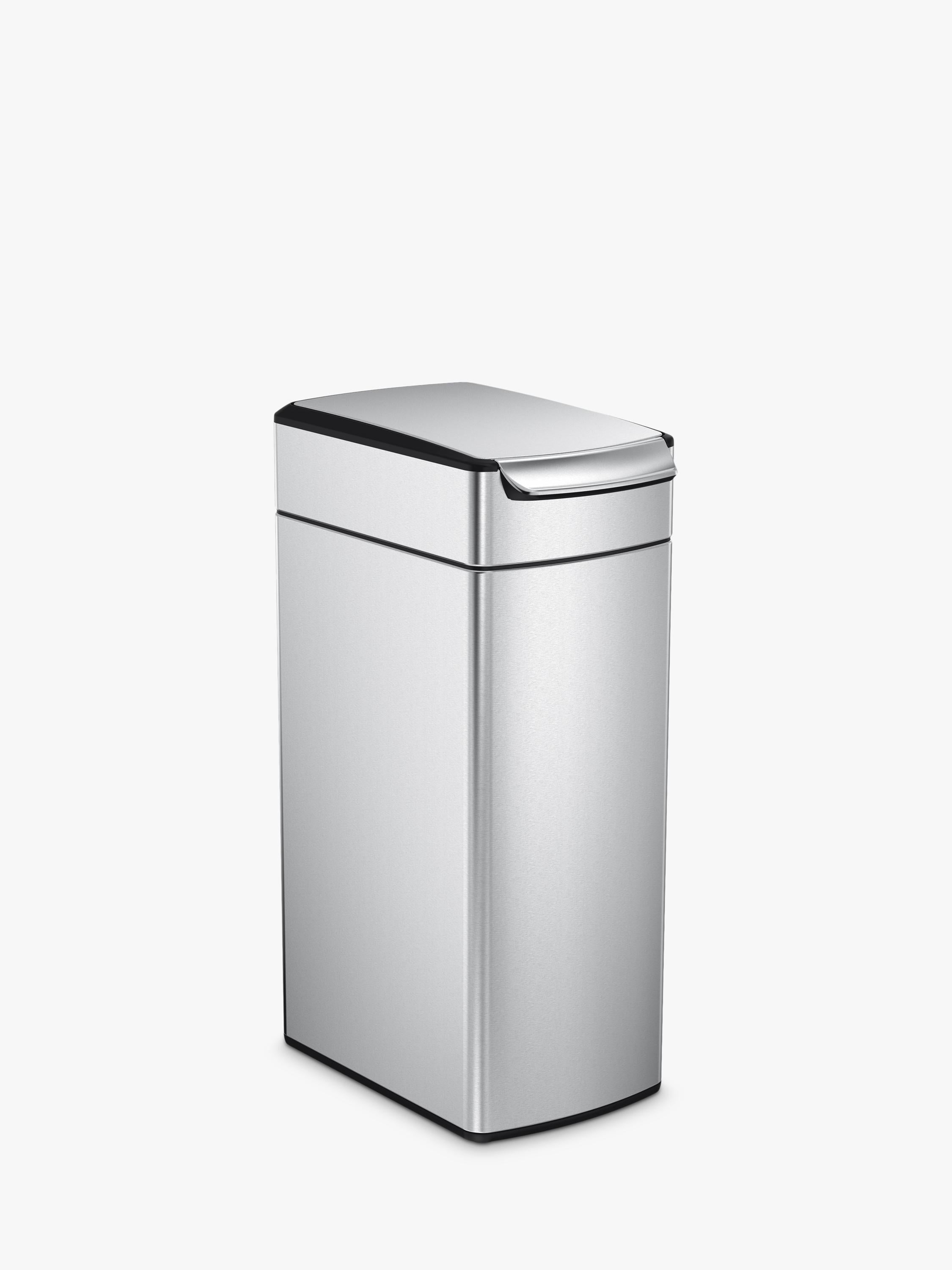 Simplehuman Slim Touch Bar Bin in brushed stainless steel, 40L capacity (British brand)