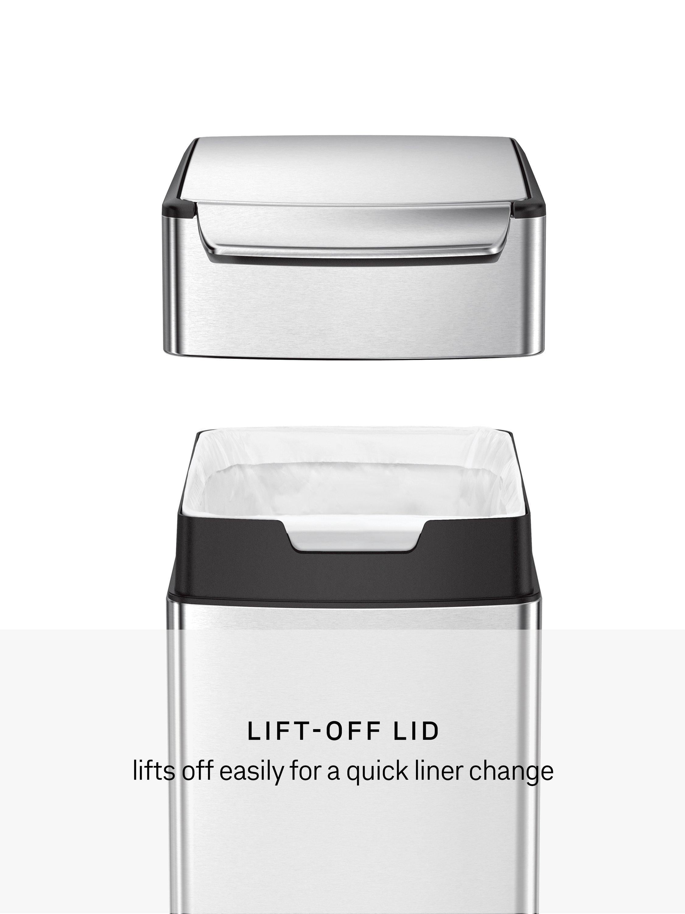 Simplehuman Slim Touch Bar Bin in brushed stainless steel, 40L capacity (British brand)