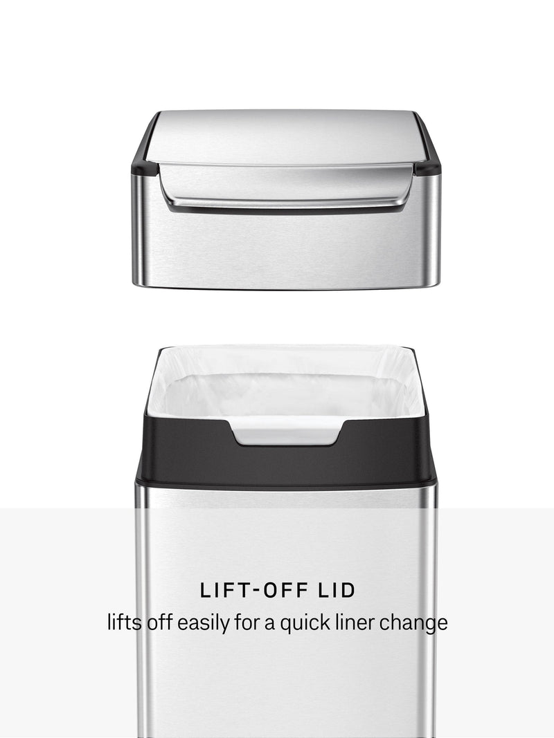 Simplehuman Slim Touch Bar Bin in brushed stainless steel, 40L capacity (British brand)