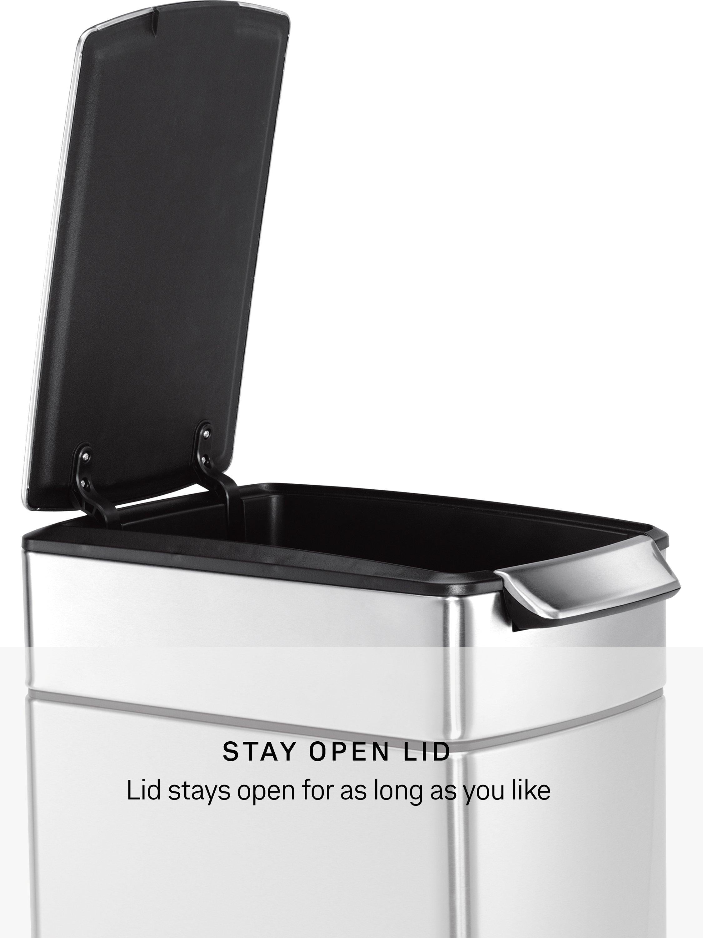 Simplehuman Slim Touch Bar Bin in brushed stainless steel, 40L capacity (British brand)