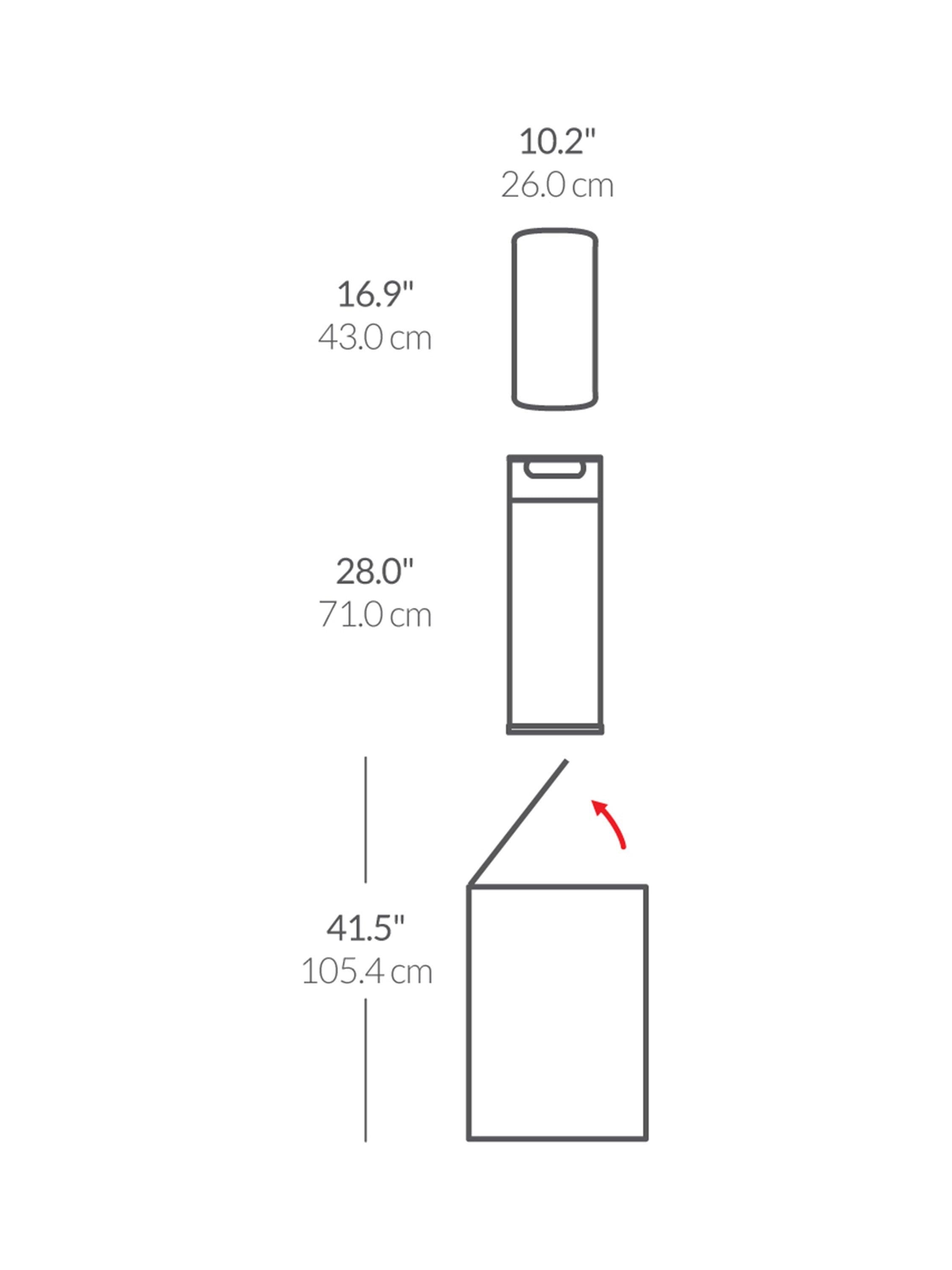 Simplehuman Slim Touch Bar Bin in brushed stainless steel, 40L capacity (British brand)