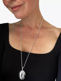 Nina B large plain locket pendant necklace silver (British brand)
