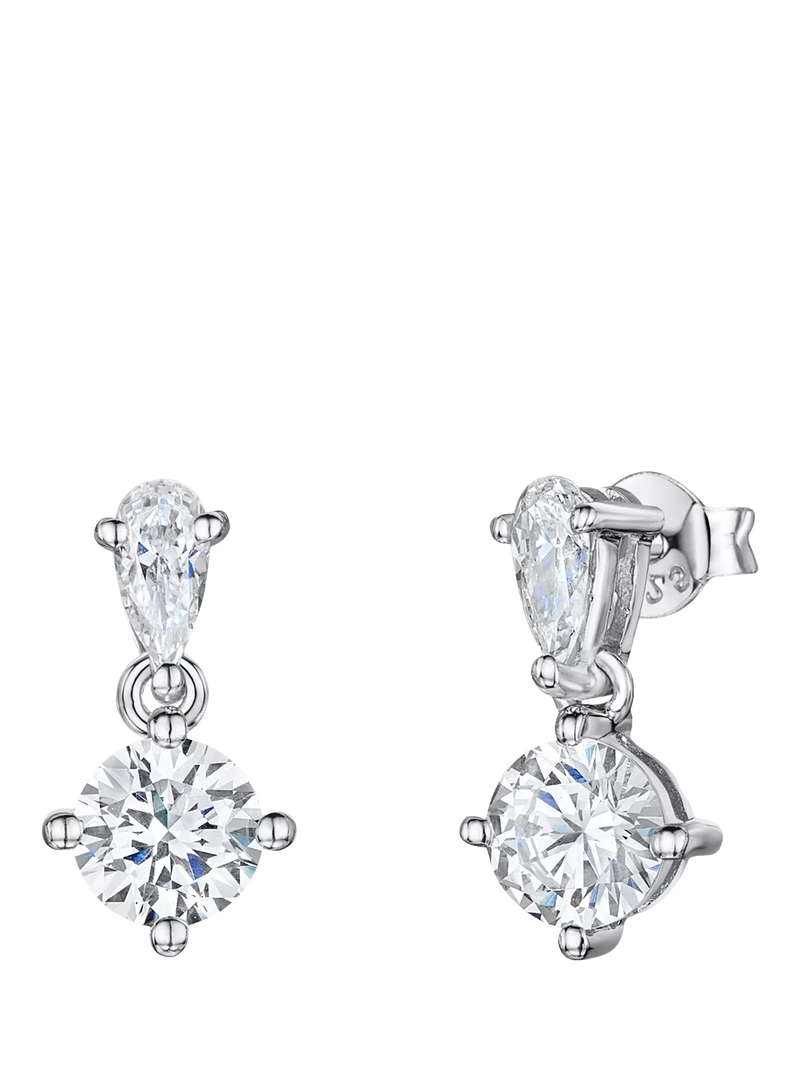 Jools by Jenny Brown silver drop earrings with cubic zirconia (British brand)