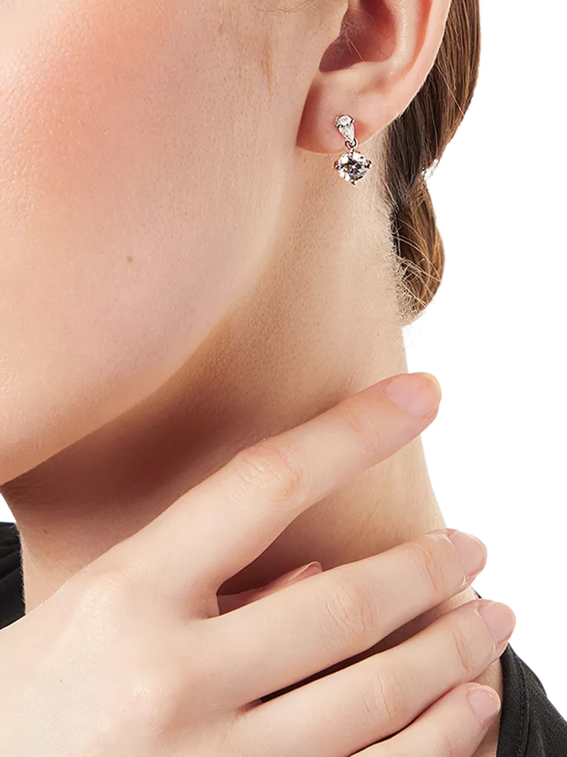 Jools by Jenny Brown silver drop earrings with cubic zirconia (British brand)