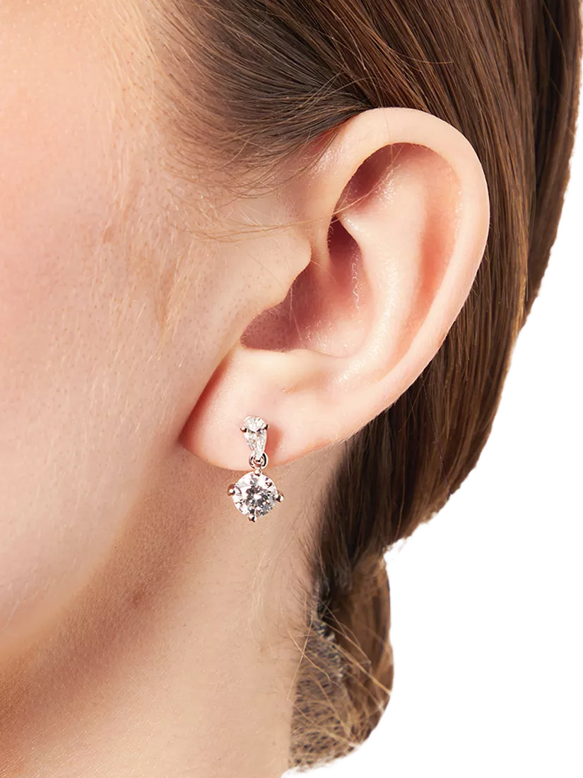 Jools by Jenny Brown silver drop earrings with cubic zirconia (British brand)