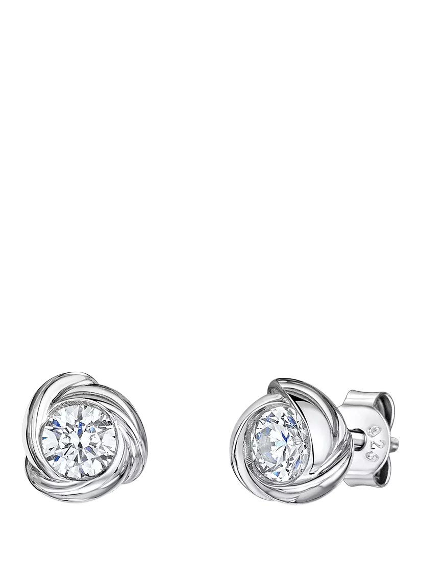 Jools by Jenny Brown infinity cubic zirconia stud earrings silver, imported from the UK