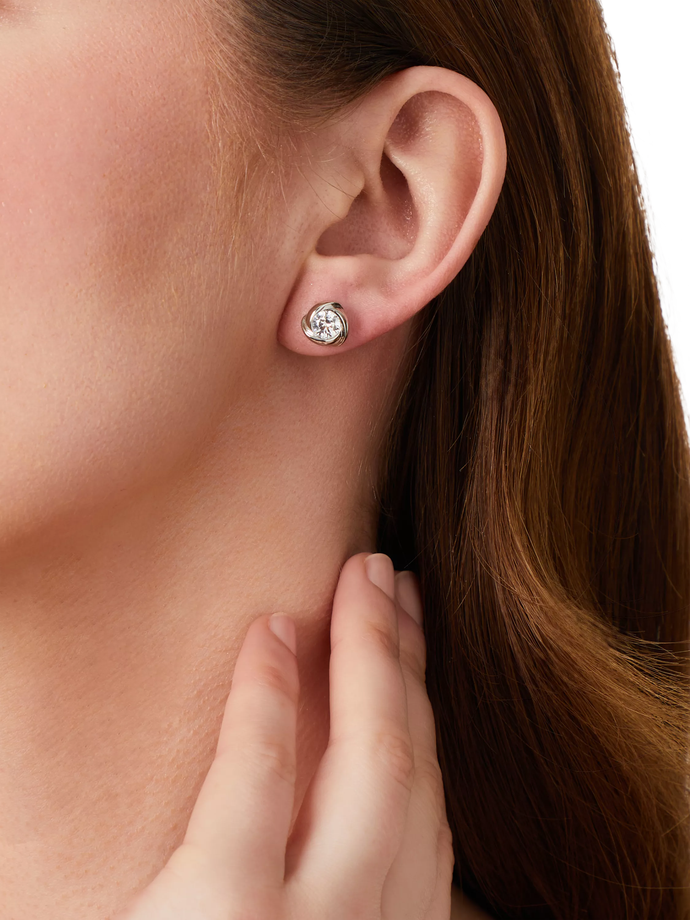Jools by Jenny Brown infinity cubic zirconia stud earrings silver, imported from the UK
