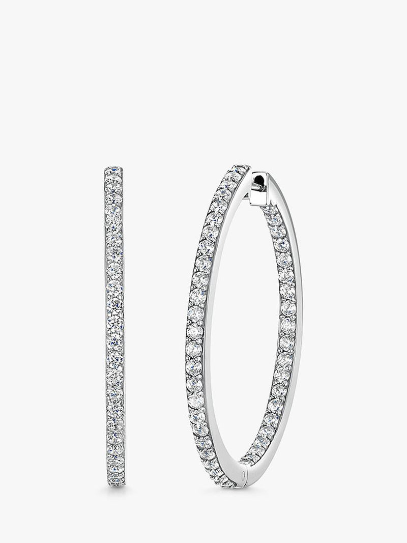 Jools by Jenny Brown cubic zirconia hoop earrings 35mm, imported from the UK