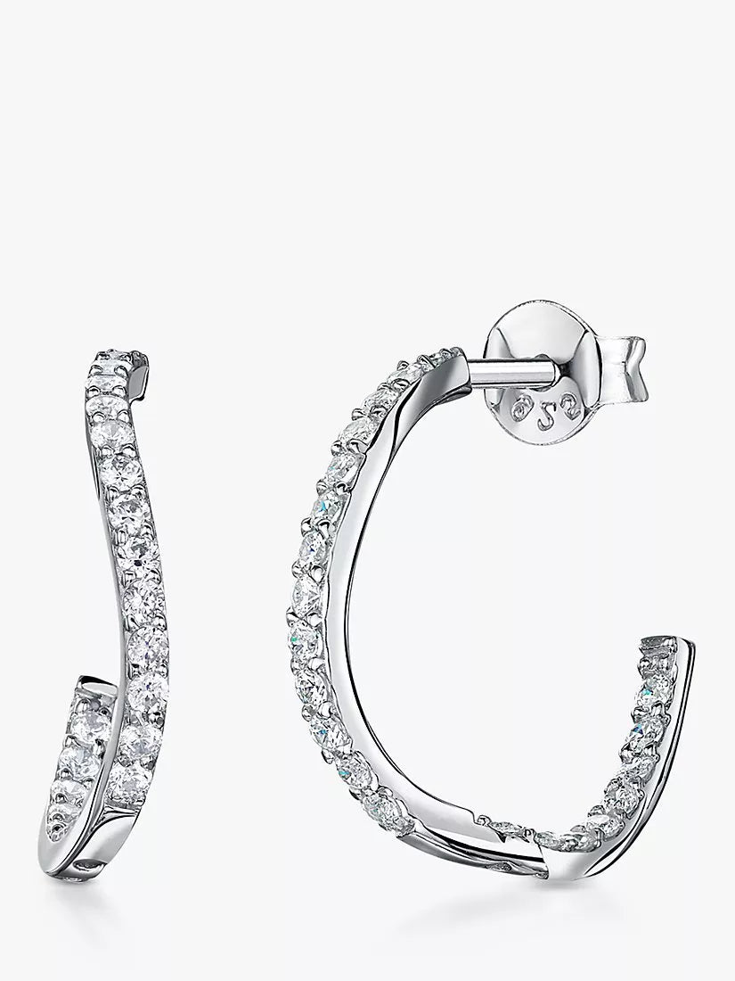 Jools by Jenny Brown 3/4 hoop earrings sterling silver 2cm, UK version