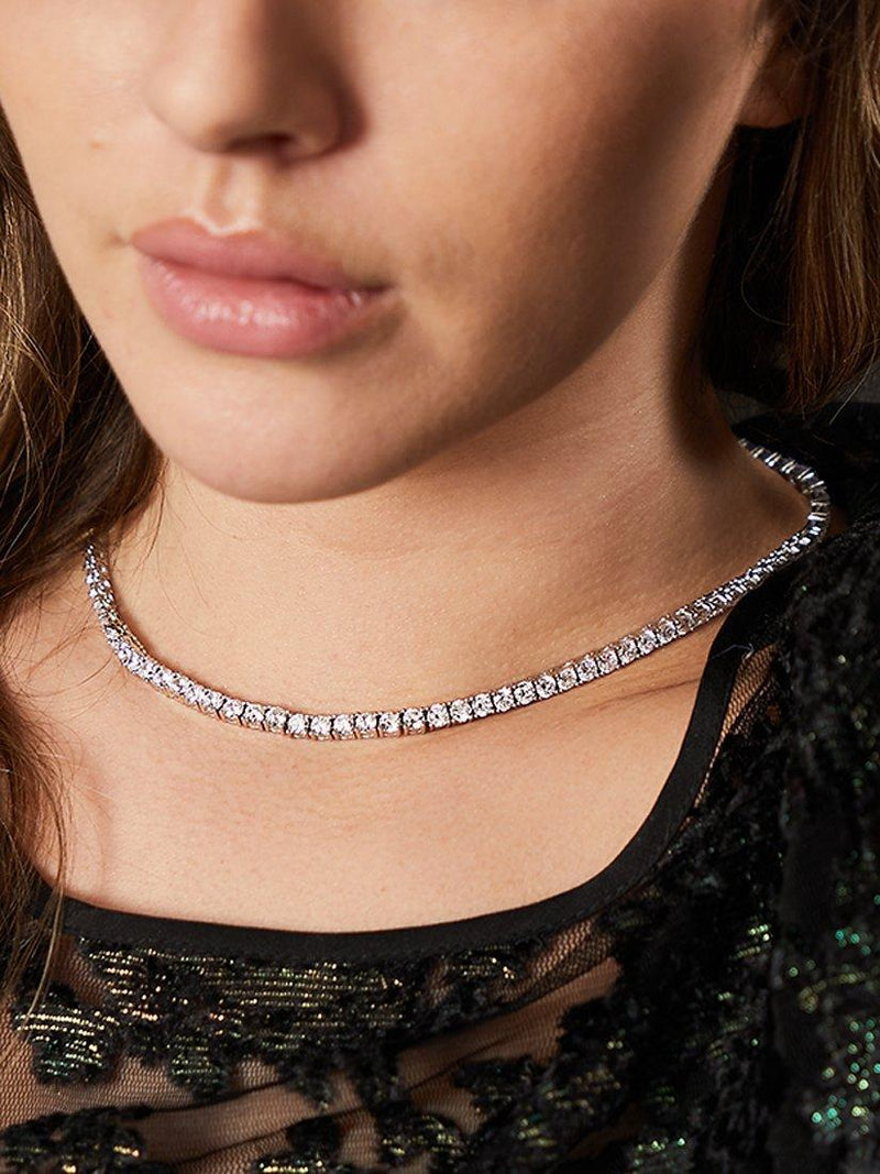 Jools by Jenny Brown cubic zirconia sterling silver tennis necklace, UK version