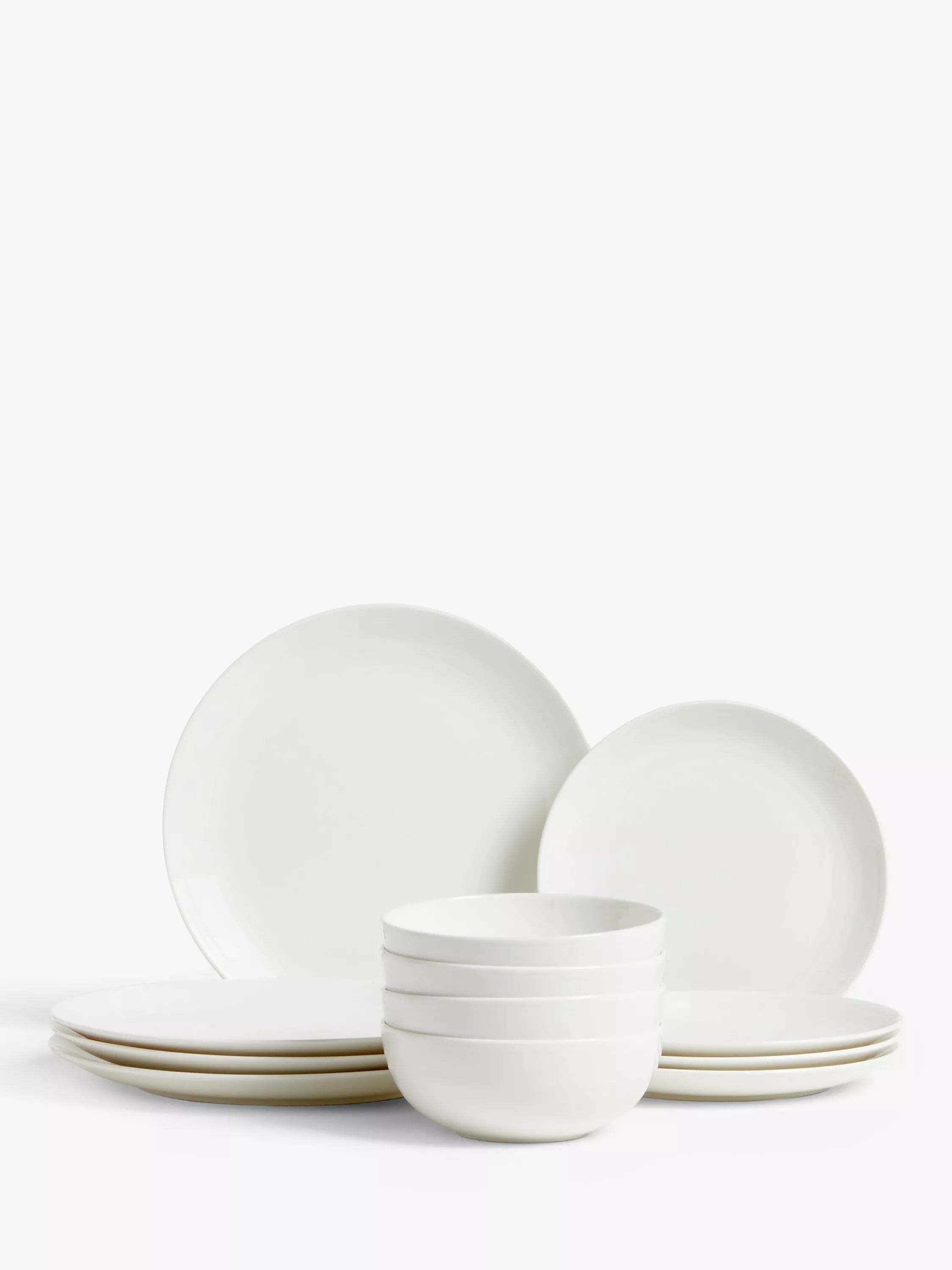 John Lewis Luna fine china dinnerware set Natural 12-piece (British brand)