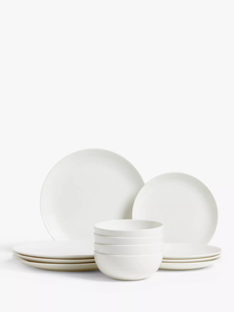 John Lewis Luna fine china dinnerware set Natural 12-piece (British brand)