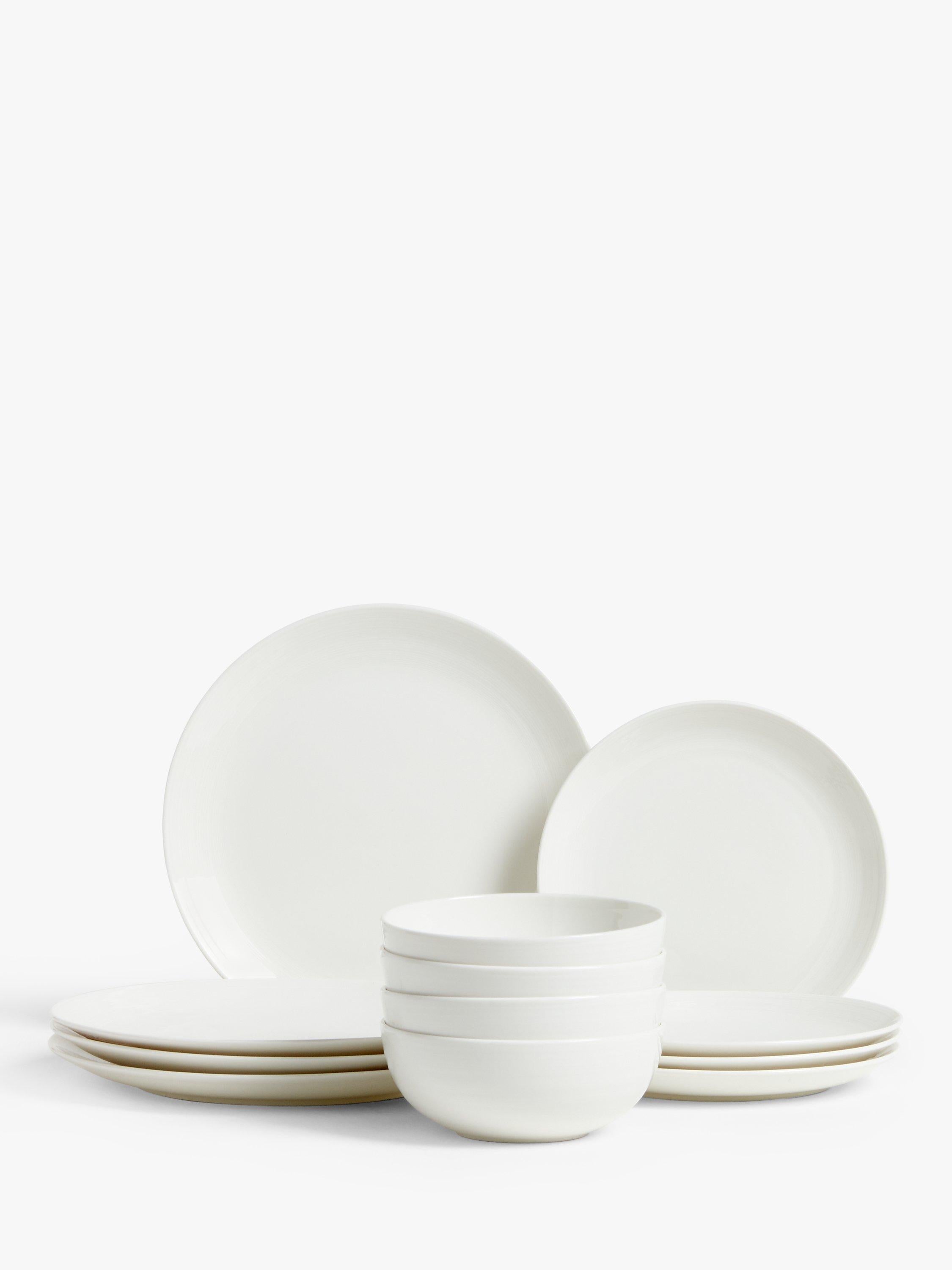 John Lewis Luna fine china dinnerware set Natural 12-piece (British brand)