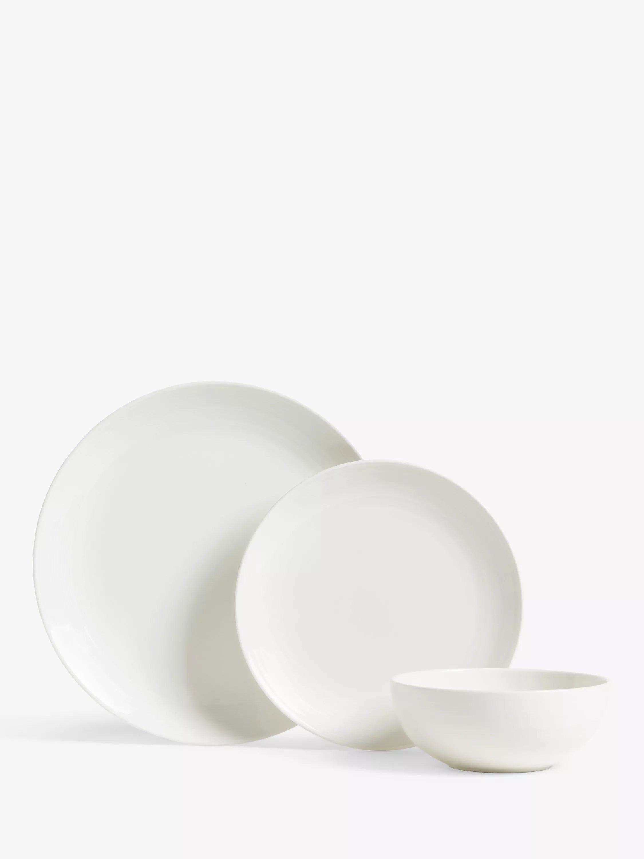John Lewis Luna fine china dinnerware set Natural 12-piece (British brand)