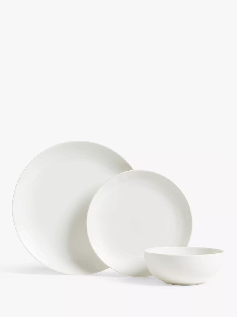 John Lewis Luna fine china dinnerware set Natural 12-piece (British brand)