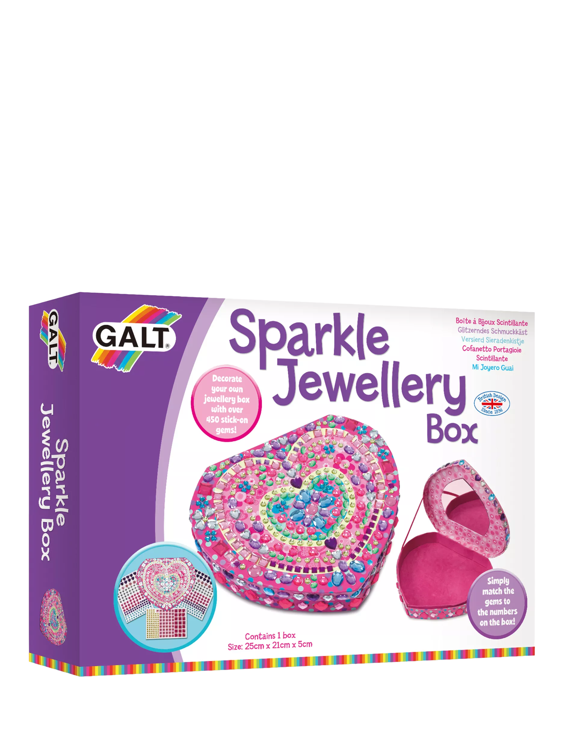 Galt Sparkle Jewellery Box craft kit for kids, imported from the UK