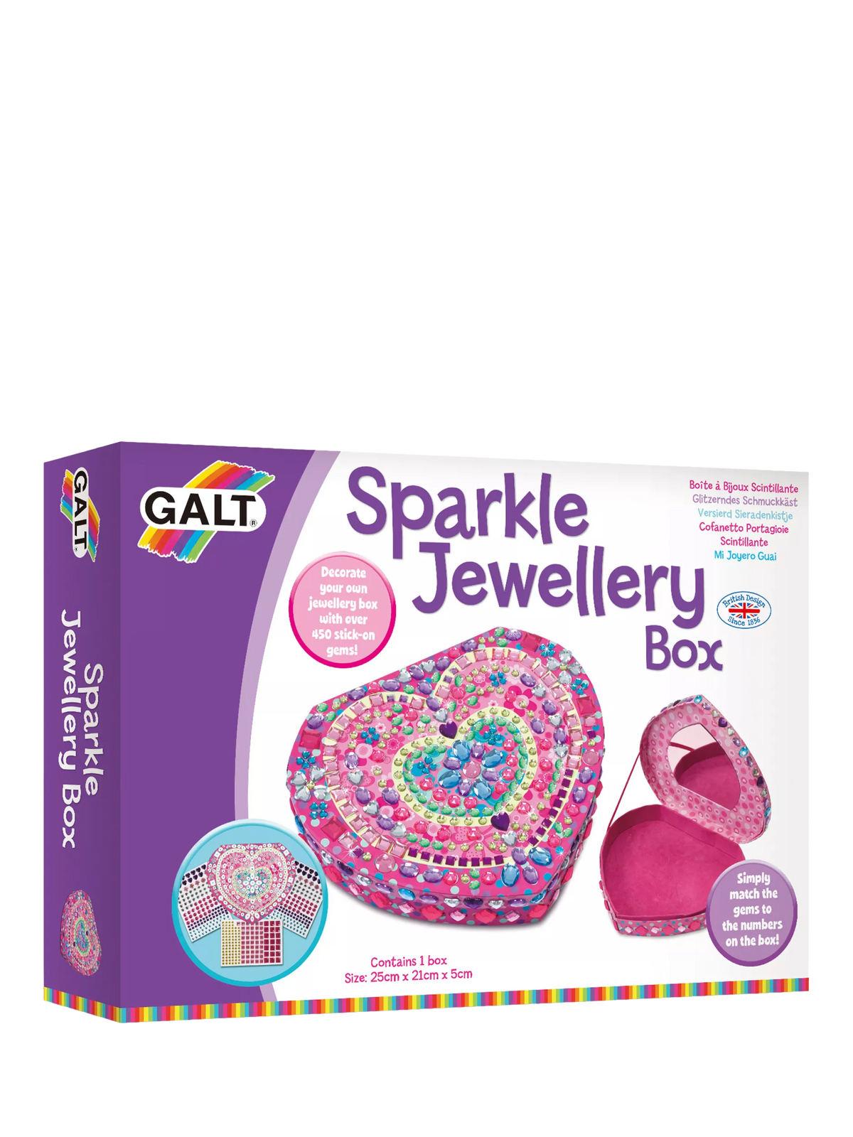 Galt Sparkle Jewellery Box craft kit for kids, imported from the UK