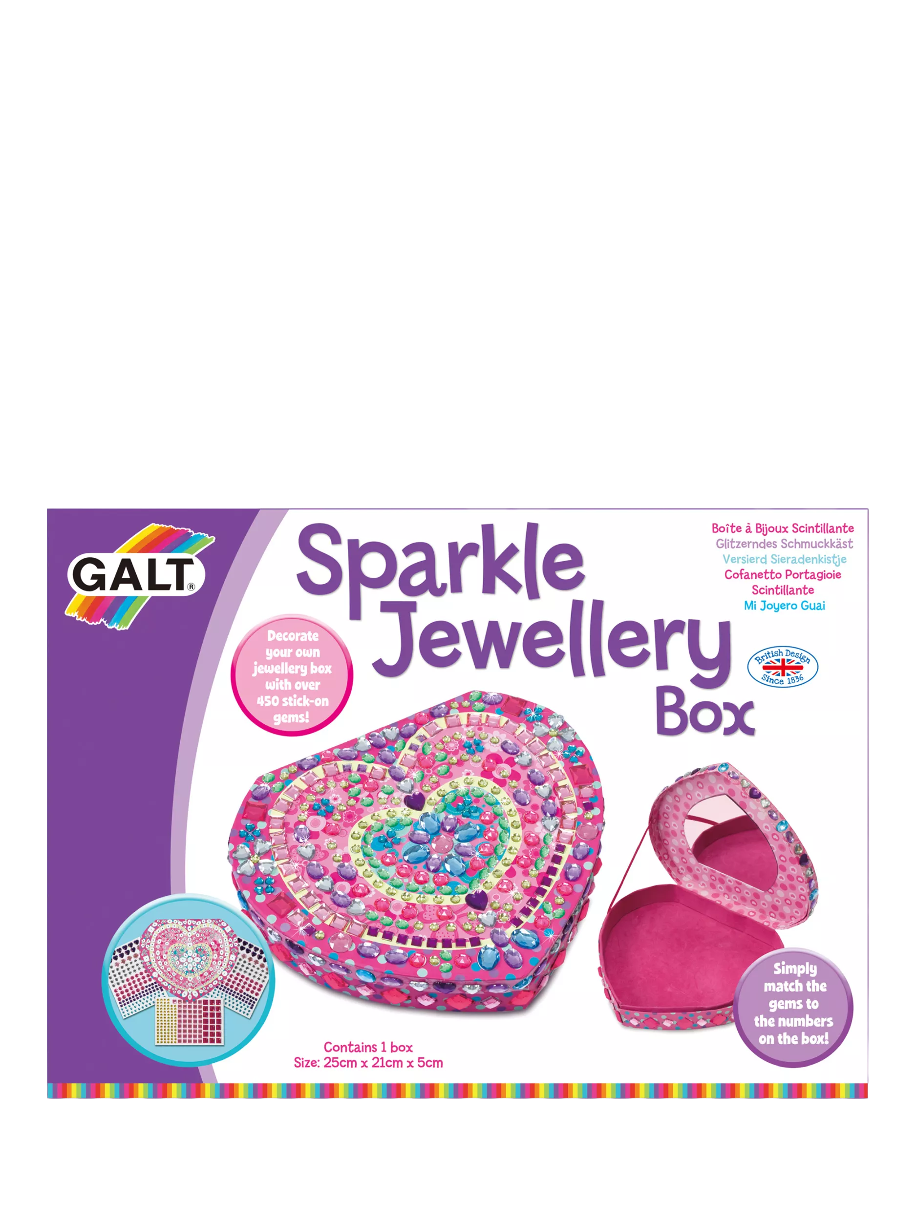 Galt Sparkle Jewellery Box craft kit for kids, imported from the UK