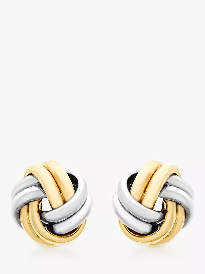 IBB 9ct gold small knot stud earrings, imported from the UK