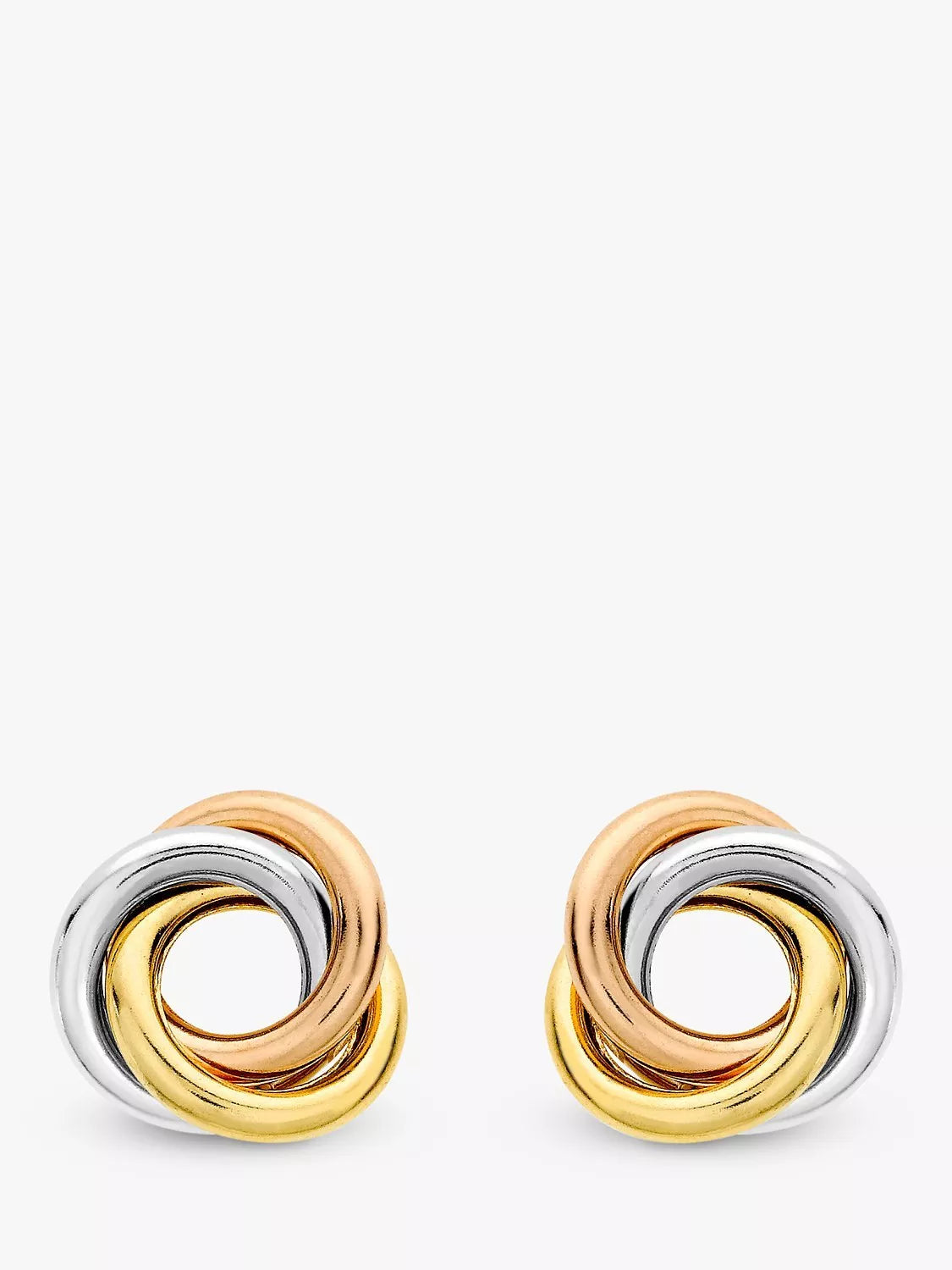 IBB 9ct gold knot stud earrings multi colour, imported from the UK