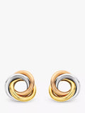 IBB 9ct gold knot stud earrings multi colour, imported from the UK