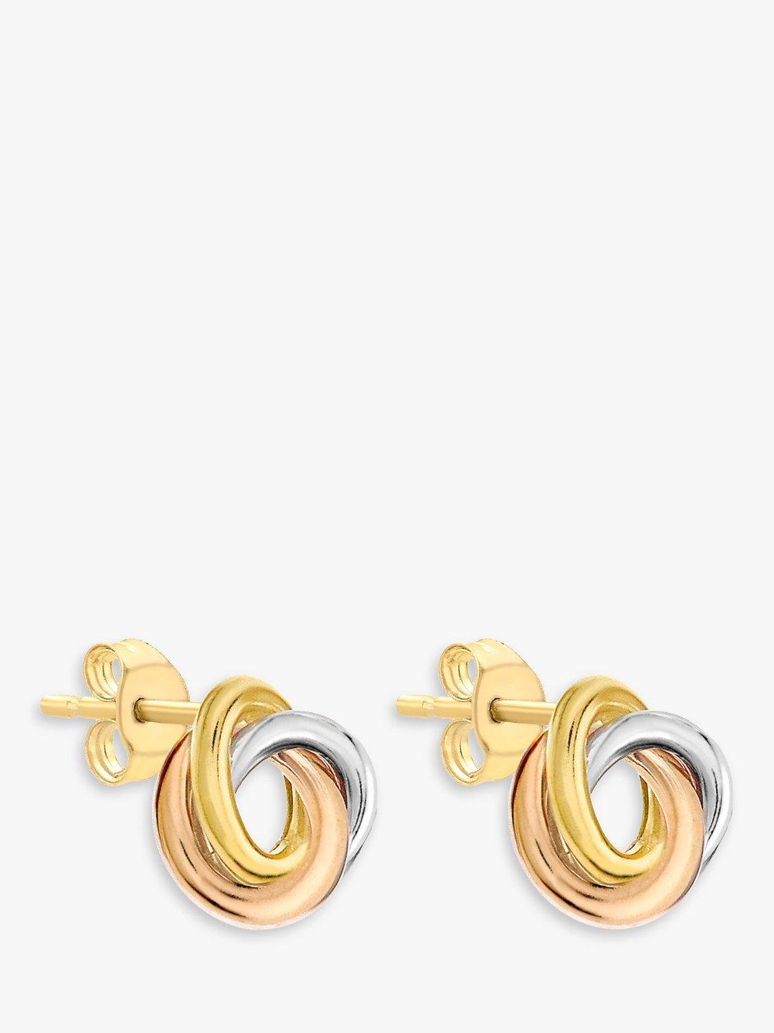IBB 9ct gold knot stud earrings multi colour, imported from the UK