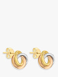 IBB 9ct gold knot stud earrings multi colour, imported from the UK
