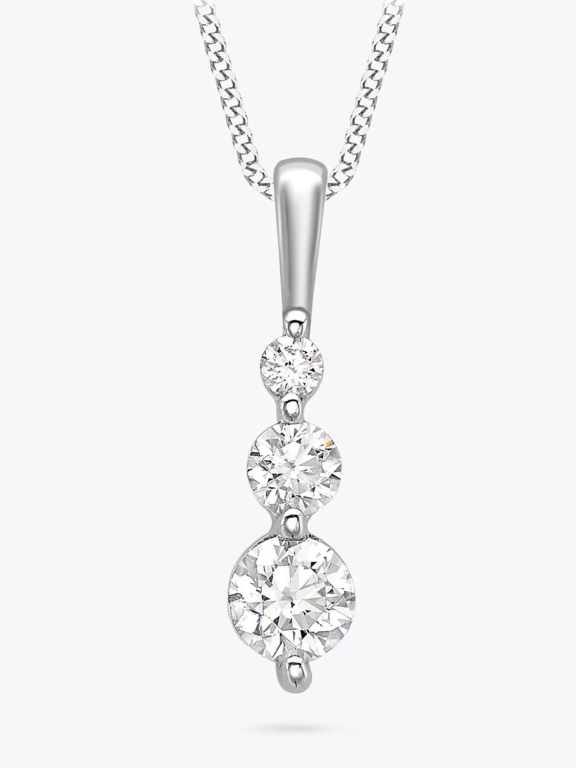 IBB 9ct white gold pendant necklace with cubic zirconia, UK version