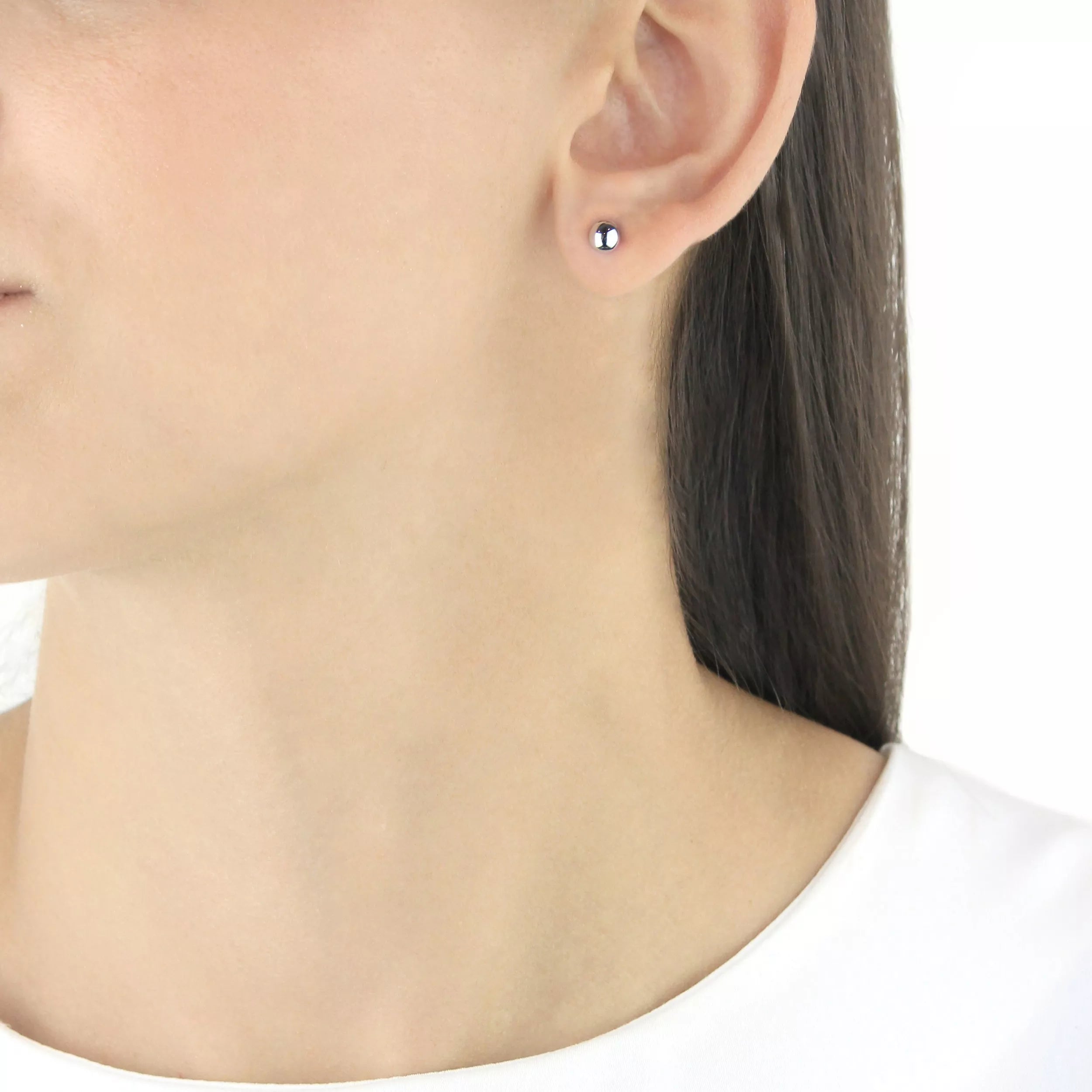 IBB 9ct white gold ball stud earrings 0.5cm (British brand)
