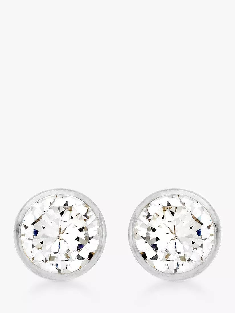 IBB 9ct white gold cubic zirconia stud earrings - British product
