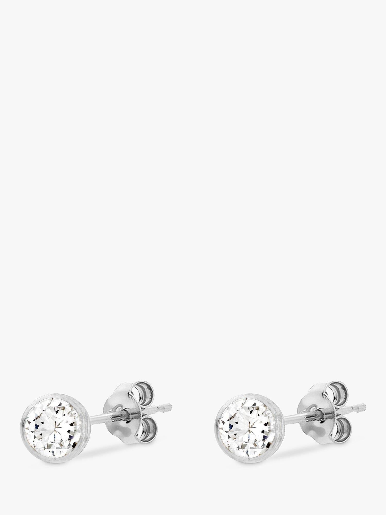 IBB 9ct white gold cubic zirconia stud earrings - British product