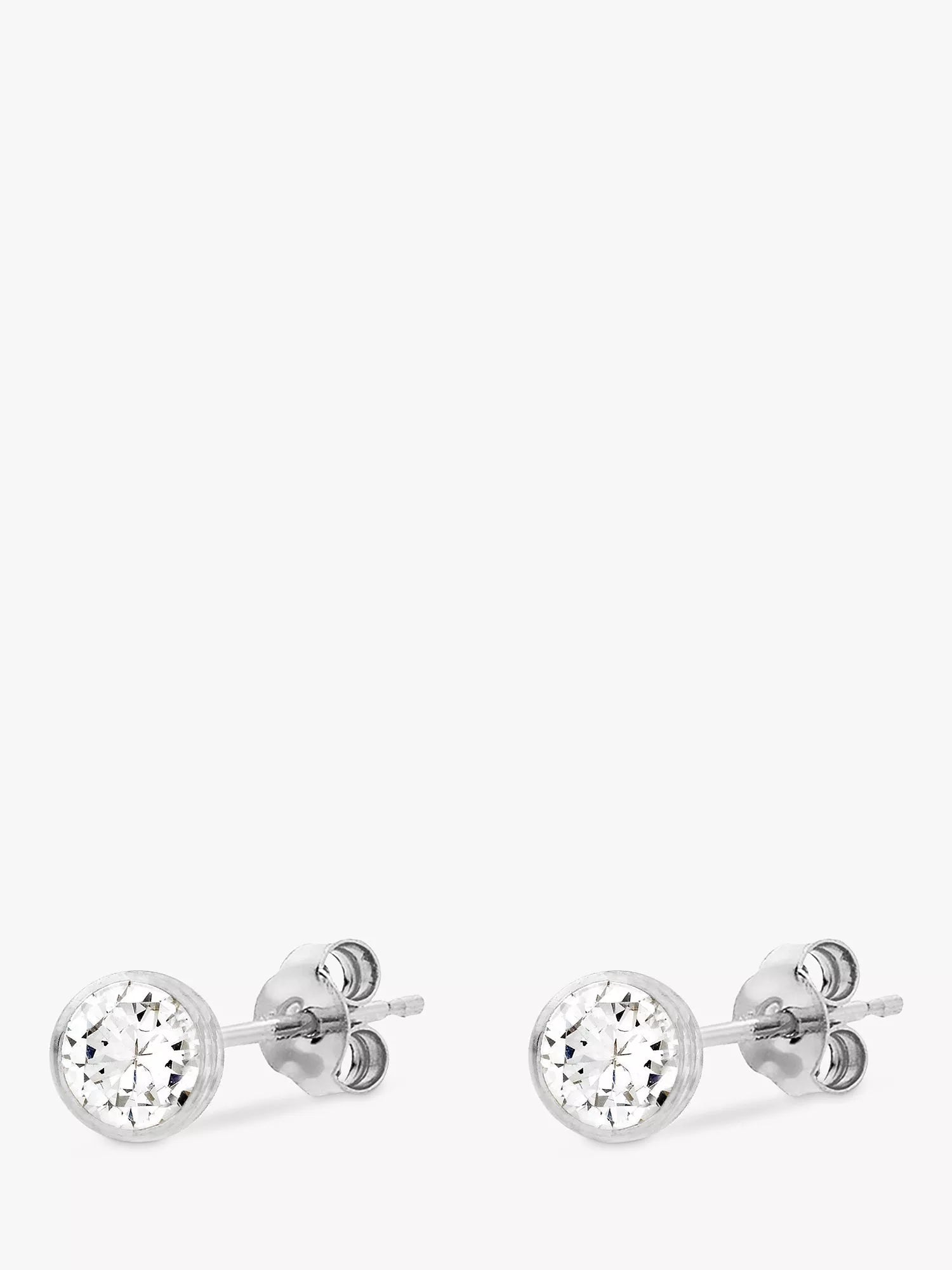 IBB 9ct white gold cubic zirconia stud earrings - British product