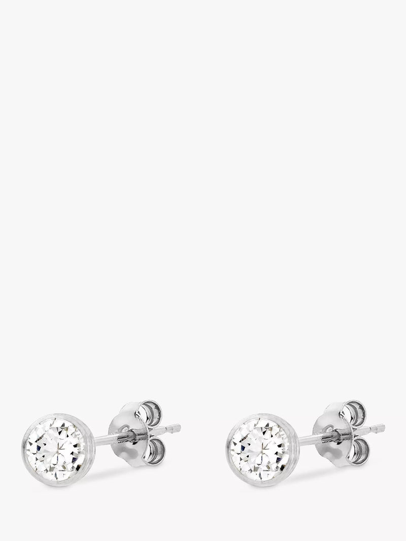 IBB 9ct white gold cubic zirconia stud earrings - British product